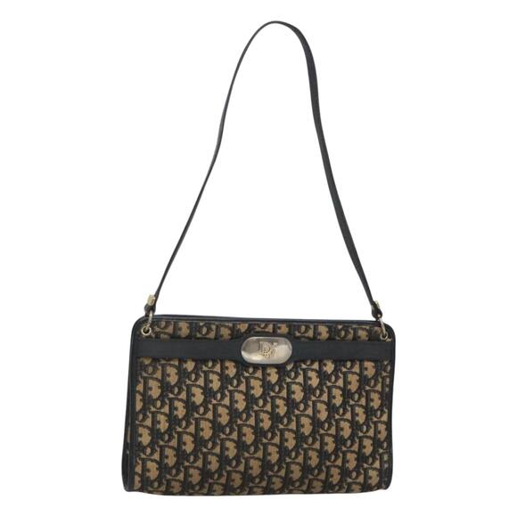 DIOR Trotter Canvas Shoulder Bag Navy Gold - Picture 1 of 16